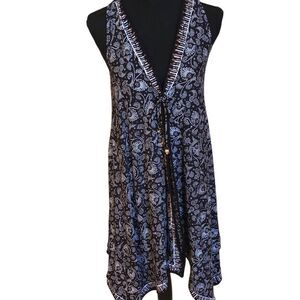 Coco Reef Womens Floral Sleeveless Swim Beach Cover-up Black White Small